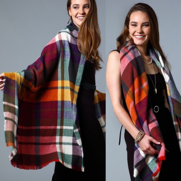 Paris&Pearle Accessories - Angelique Soft Multicolored Plaid Wrap Scarf
